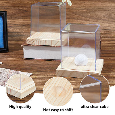 Acrylic Baseball Display Cases with Wooden Base ODIS-WH0081-16-1