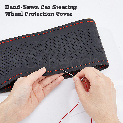 SUPERFINDINGS Microfiber Leather & Nylon DIY Hand Sewing Steering Wheel Cover FIND-FH0006-64B-1