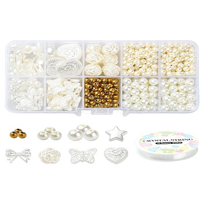 DIY Imitation Pearl Plastic Stretch Bracelet Making Kit DIY-YW0009-04-1