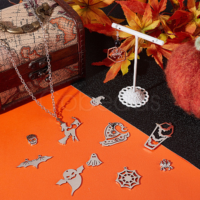 20Pcs 10 Styles 201 & 304 Stainless Steel Pendants STAS-SC0005-15-1