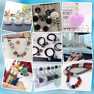 100Pcs Polymer Clay Pave Rhinestone Beads RB-PH0001-38A-1