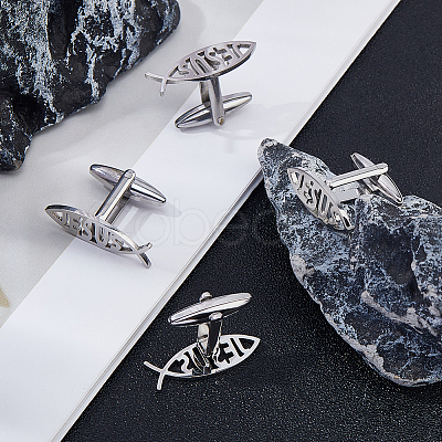 2 Pairs Stainless Steel Cufflinks AJEW-FH0006-22P-1
