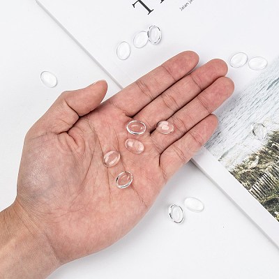 (Old Sku: GGLA-G010)Transparent Oval Glass Cabochons GGLA-R022-14x10-1