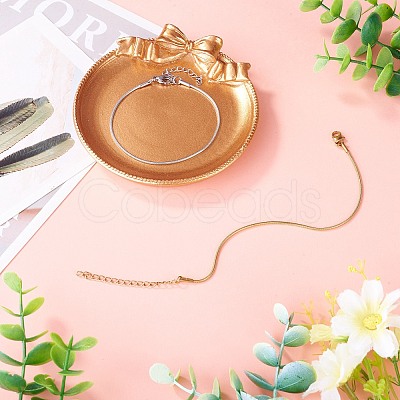 2Pcs 2 Colors 304 Stainless Steel Snake Chain Bracelets for Women BJEW-TADJ0001-02-1