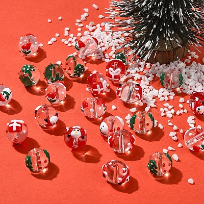 Christmas Transparent Glass Enamel Beads GLAA-YW0005-06A-01-1