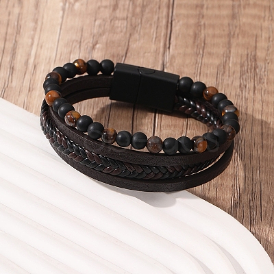 Natural Tiger Eye Beaded Bracelets PW-WG0062D-06-1