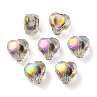 UV Plating Rainbow Iridescent Acrylic Beads OACR-F004-05A-1