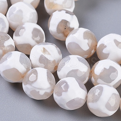 Tibetan Style Turtle Back Pattern dZi Beads Strands G-G036-8mm-6-1