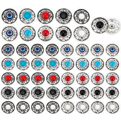 60Pcs 10 Styles Bohemian Opaque Resin Cabochons & Shank Buttons Sets DIY-PH0036-14-1