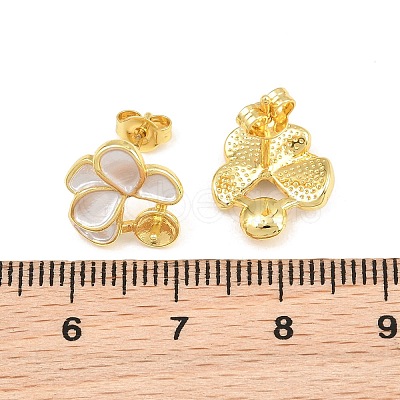 Brass Enamel Stud Earring Findings KK-CBA58F9-01G-03-1