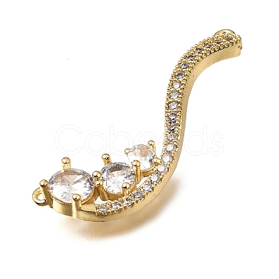 Brass Micro Pave Clear Cubic Zirconia Connector Charms CU-CBA3569-04G-D-1