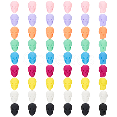 54Pcs 9 Colors Rubberized Style Opaque Acrylic Beads SACR-PH0002-38-1
