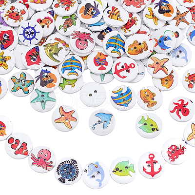 100Pcs 2-Hole Wood Buttons DIY-WH0899-112-1