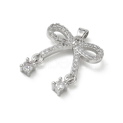 Brass Micro Pave Clear Cubic Zirconia Pendants KK-A299-09P-1