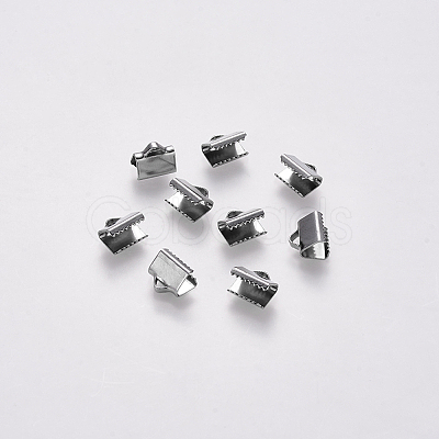 Tarnish Resistant 304 Stainless Steel Ribbon Crimp Ends STAS-S112-001B-P-1