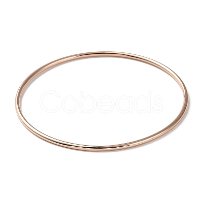 Ion Plating(IP) 304 Stainless Steel Simple Plain Bangle for Women High Polished BJEW-F461-01B-RG-1