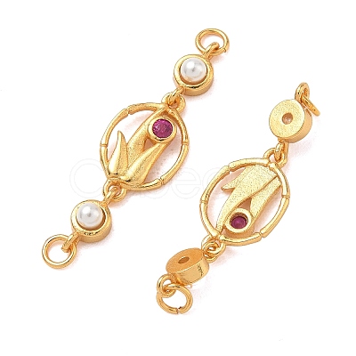 Brass Pave Cubic Zirconia Flower Links Connector Charms KK-D113-04G-02-1