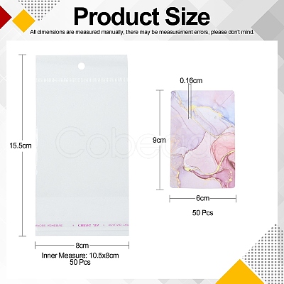 50Pcs Rectangle Hot Stamping Cardboard Paper Jewelry Display Cards CDIS-CJ0001-04-1