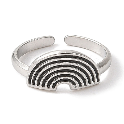 304 Stainless Steel Enamel Open Cuff Rings for Women RJEW-F166-51P-01-1