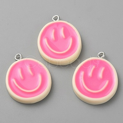 Opaque Resin Enamel Pendants RESI-WH0036-20B-1