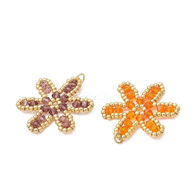 Glass Seed Beaded Pendants PALLOY-MZ01270-1