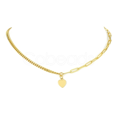 Brass Pendant Necklaces with Curb & Paperclip Chains NJEW-JN04608-01-1