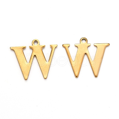 Ion Plating(IP) 304 Stainless Steel Alphabet Charms STAS-H122-W-G-1