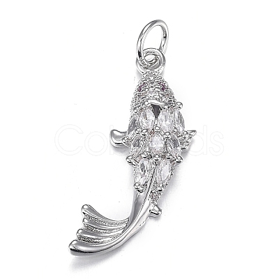 Brass Micro Clear Cubic Zirconia Pendants ZIRC-F120-044P-1