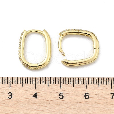 Oval Brass Micro Pave Clear Cubic Zirconia Hoop Earrings EJEW-D311-141G-1