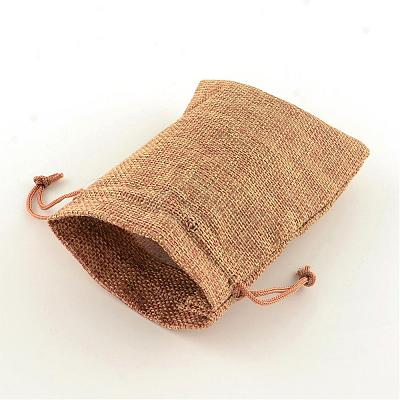 Polyester Imitation Burlap Packing Pouches Drawstring Bags ABAG-R004-14x10cm-03-1