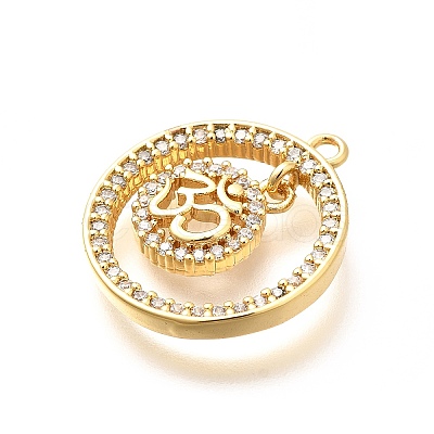 Brass Micro Pave Cubic Zirconia Pendants KK-G519-07G-01-1