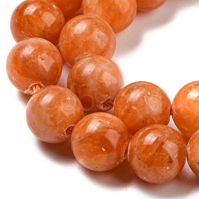 Natural Orange Calcite Dyed Beads Strands G-P503-8MM-11-1
