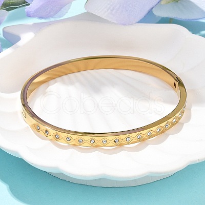 304 Stainless Steel Rhinestone Bangles for Women BJEW-Z092-13G-1