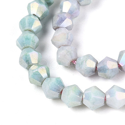 Anti-Tarnish Electroplate Bicone Glass Beads Strands X-EGLA-T021-4mm-16-07-1