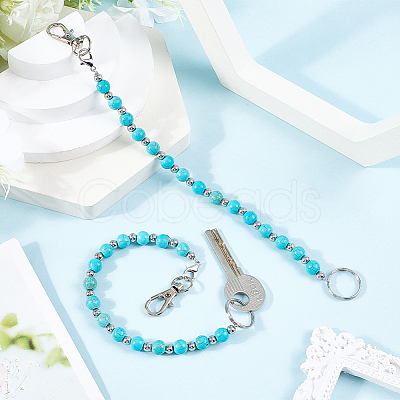 2Pcs Synthetic Turquoise Keychain HJEW-SC0002-27B-1