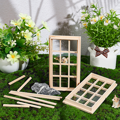DIY Rectangle Wooden Mini Windows DIY-WH0002-26-1