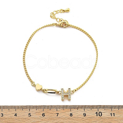 Brass Micro Pave Clear Cubic Zirconia Link Bracelets BJEW-U020-18G-1