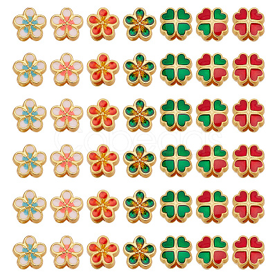 42Pcs 7 Styles Alloy Enamel European Beads ENAM-GO0001-17-1