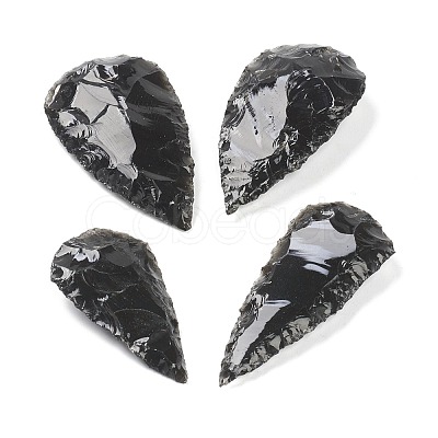Rough Raw Hammered Natural Black Obsidian Beads G-H254-03-1