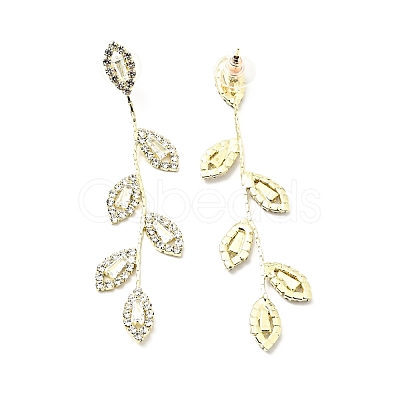 Clear Cubic Zirconia & Crystal Rhinestone Long Dangle Stud Earrings EJEW-C037-06C-LG-1