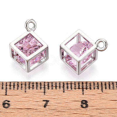 Brass Micro Pave Cubic Zirconia Charms KK-N264-02A-P-1