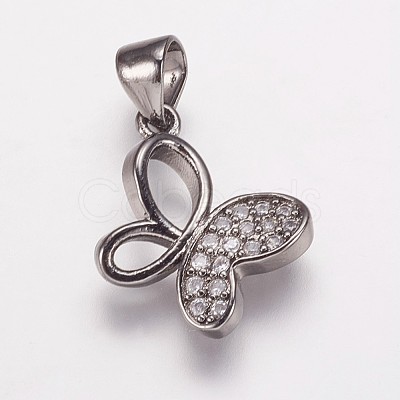 Brass Cubic Zirconia Pendants ZIRC-K070-22B-1