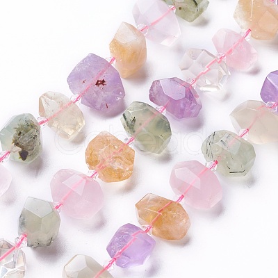 Natural Quartz & Peridot Beads Strands G-P434-12-1