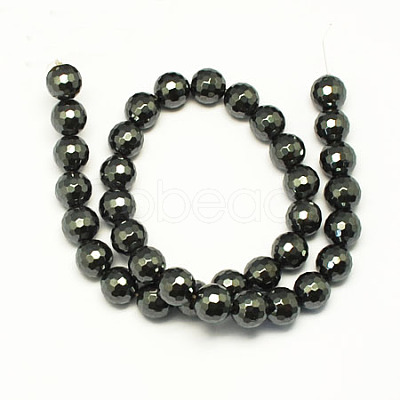 Non-magnetic Synthetic Hematite Beads Strands G-S084-12mm-1