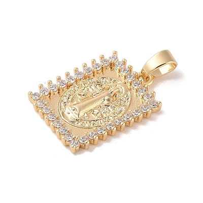 Brass Cubic Zirconia Pendants KK-Z050-01G-02-1
