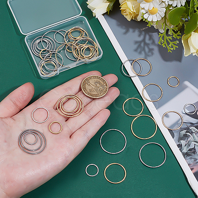 48Pcs 8 Styles 304 Stainless Steel Linking Ring STAS-ME0002-36-1