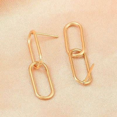 Oval 316 Stainless Steel Dangle Stud Earrings EJEW-D339-04G-1