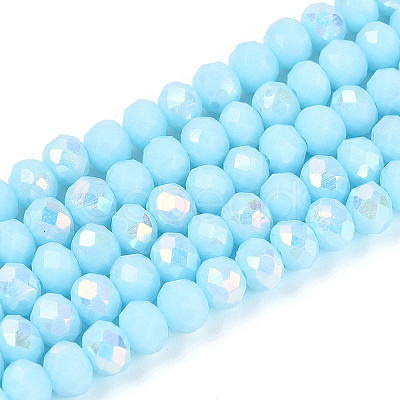 AB Color Plated Opaque Glass Rondelle Beads Strands EGLA-T029-4mm-09I-1