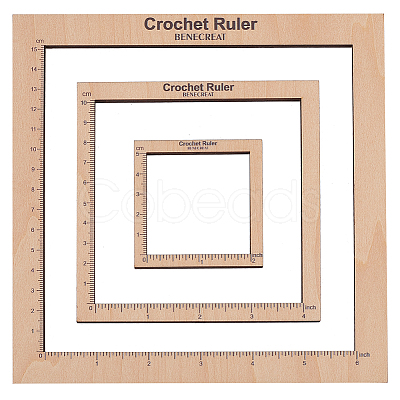 Wooden Square Frame Crochet Ruler DIY-WH0033-89-1