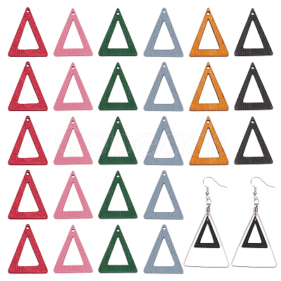 Nbeads 120Pcs 6 Colors Wood Pendants WOOD-NB0002-23-1